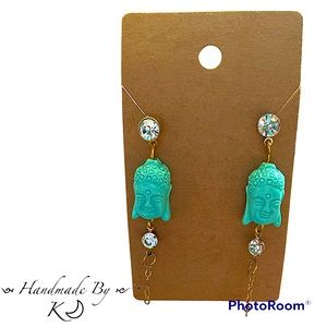 NEW HANDMADE one of a kind turquoise Buddha earrings!